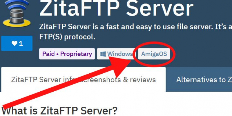 AlternativeTo Recognizes AmigaOS