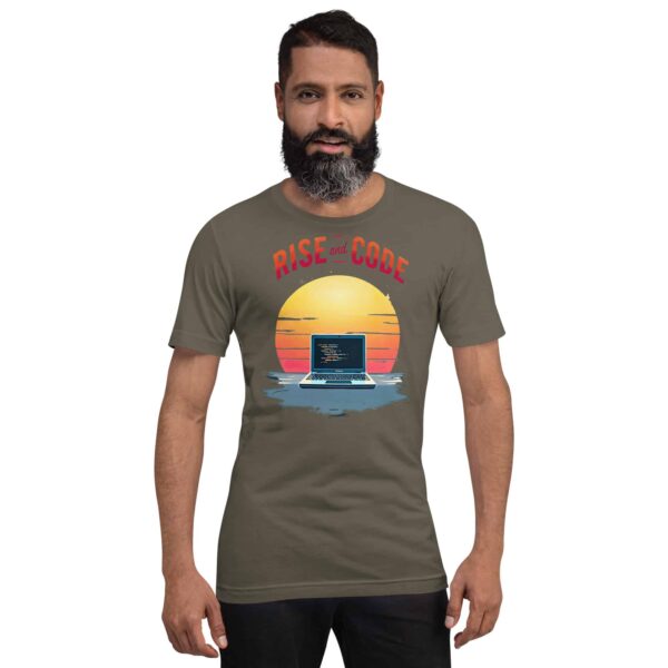 Man Wearing Army Rise and Code T-Shirt