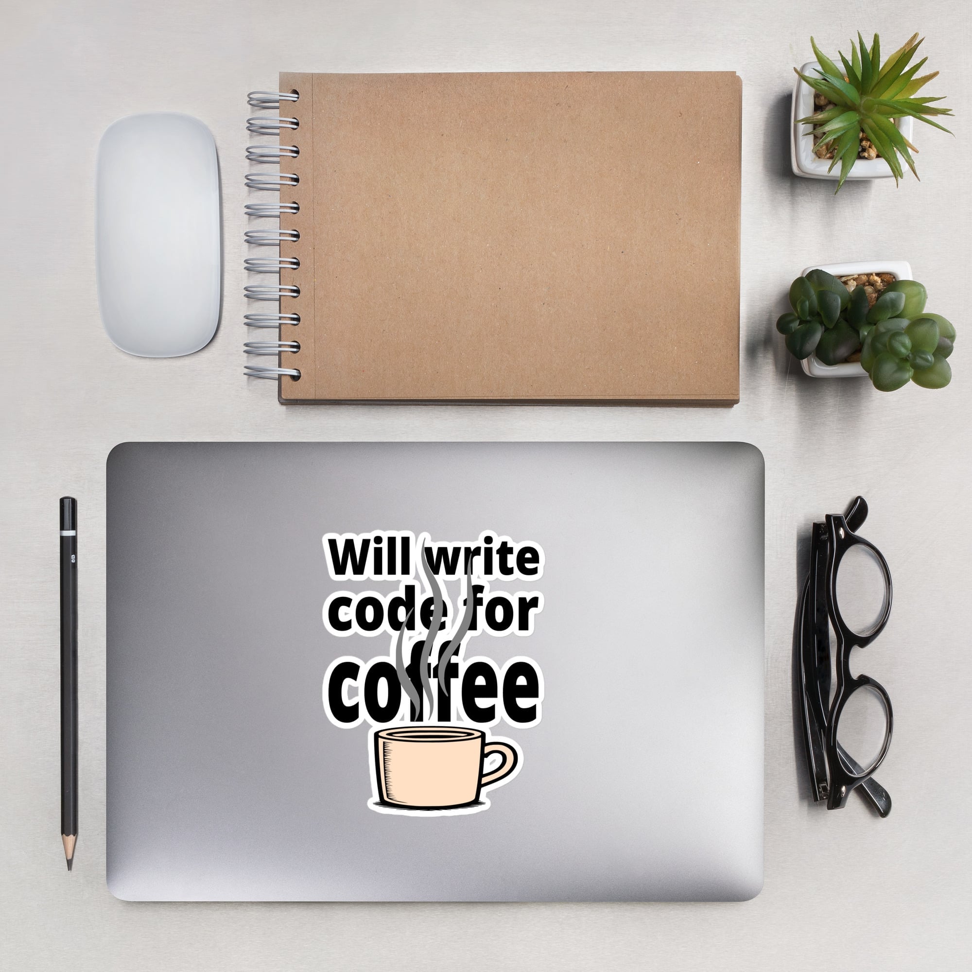 Will Write Code for Coffee Sticker/Decal For Programmers - 5.5x5.5