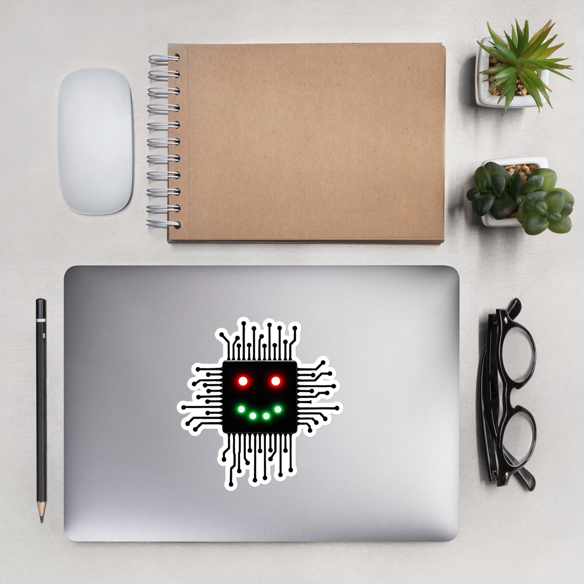 Smiley Chip LED Laser Eyes Sticker/Decal - 5.5x5.5